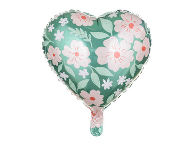 14" Heart with Floral Print Mylar Balloon