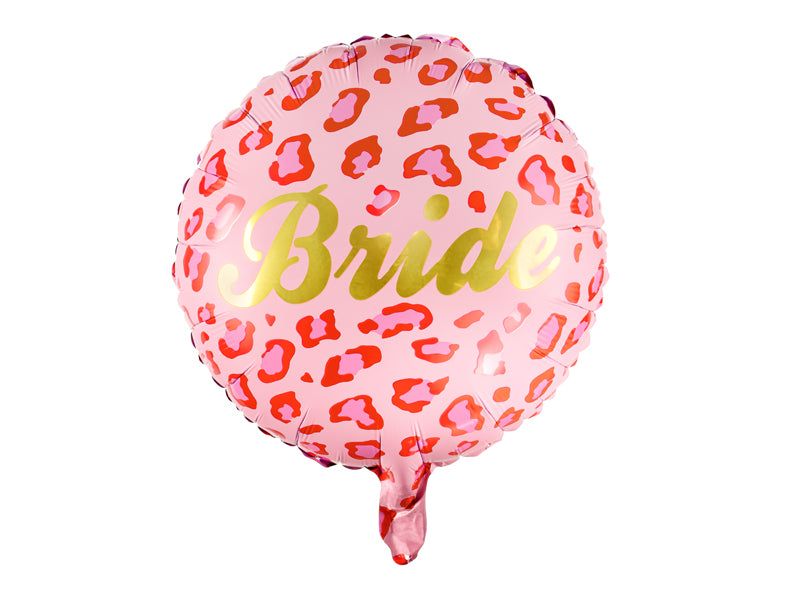 14" Pink Leopard Bride Mylar Balloon