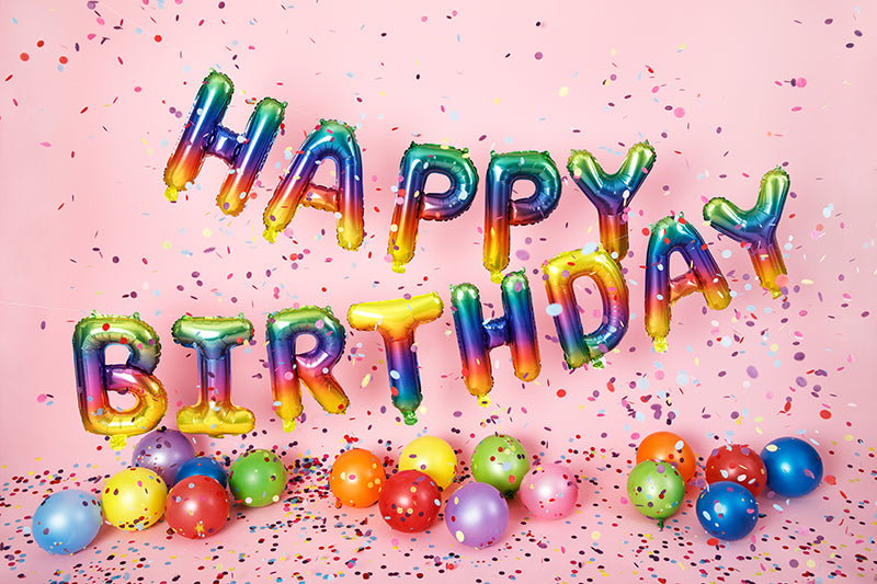 134" x 14" Happy Birthday Rainbow Script Mylar Balloon