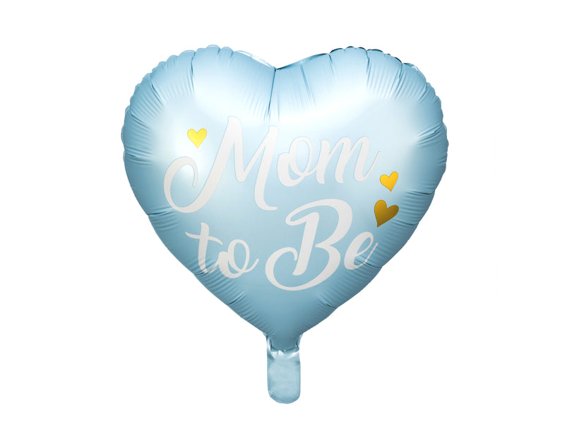 14" Mom to Be Blue Heart Mylar Balloon