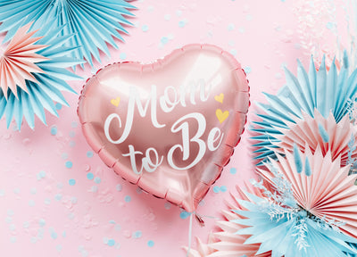 14" Mom to Be Pink Heart Mylar Balloon